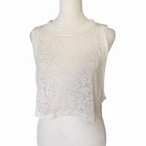 Lululemon 10 All Yours Crop Tank Top White Sheer Relaxed Fit Tee NWT FLAW